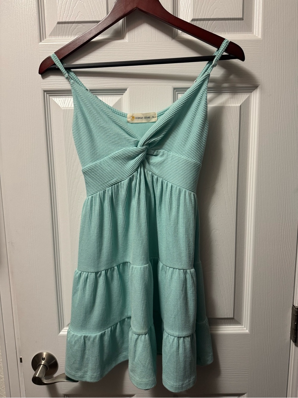 Ocean Drive Mint Green Twisted Front Sundress